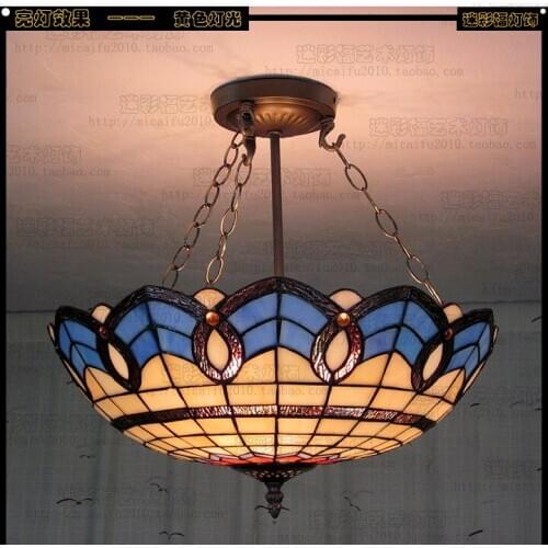 Tiffany Baroque Stained Glass Suspended Luminaire E27 110-240V Chain Pendant lights for Home Parlor Dining bed Room