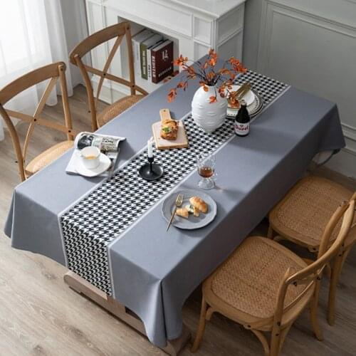 Simple Rectangular Houndstooth Printed Hotel Tablecloth European-Style Dining Table Coffee Table TV Cabinet Washable Tablecloth
