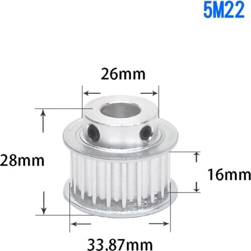 1Pcs BF-type 22-28 Teeth 5M Timing Belt Pulley Slot Width 16mm/21mm Bore 6mm-20mm For 15mm/20mm Belt CNC Machine/Step Motor