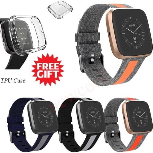 Canvas band for Fitbit Versa / Versa 2 / Versa Lite /SE Smartwatch Sport Strap SE Fabric Woven Watch Bands Replacement Wristband