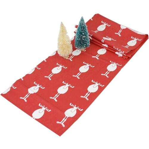 Christmas Table Runner Nordic Xmas Dinner Table Runner Cotton Fabric Red Green Tablecloth for Christmas New Year Home Decoration