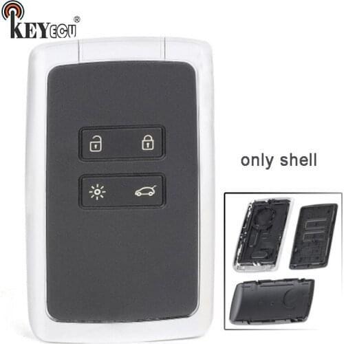 KEYECU for Renault Espace 5, Megane 4, Talisman Replacement 4 button Remote Key Smart Car key Shell Card Case With Blade