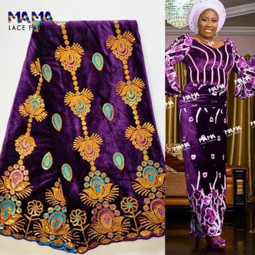 Special Offer!!! 5 Yards African Velvet Lace Fabric With Sequins Nigeria Embroidered Sequined Wedding Bride Velvet Lace Material