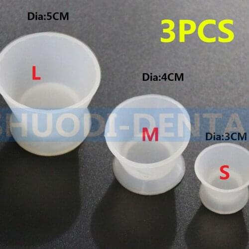 3 pieces Dental Flexible Silicone Mixing Cup Silicone Rubber Mixing Plastic Bowl Cups Mixing Bowl Dentist Tool