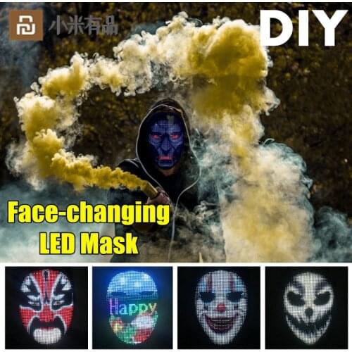 Face Changing LED Mask APP Control Programmable DIY Shining Glow Full Color Mask for Bar DJ Party Halloween From Xiaomi Youpin
