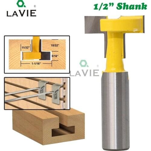 LAVIE 12mm 1/2 Inch Shank T-Slot Handle Router Bit Tungsten Carbide Slotting Straight for Wood Milling Cutter Woodworking 03003