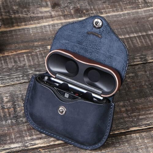High Quality Genuine Leather Headphone Protective Case for Sony Wf-1000xm3 Retro Luxury Anti-fall Case Shell for Sony Wf-1000xm3