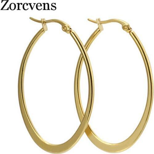 ZORCVENS New Women Big Earings 2020 Brand Fashion Jewelry Stainless Steel Gold Earrings Girl Christmas Gifts