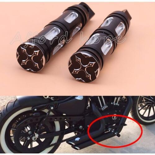 2pcs Black Motorcycle Foot Rest Pedal Footpeg Cross End Billet Aluminum For Harley Sportster 883 1200 Touring Dyna