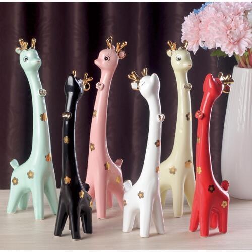 2Pc/set Modern Sika deer figurines home decoration Crafts multicolor Ceramic arts animal Furnishing articles wedding gift