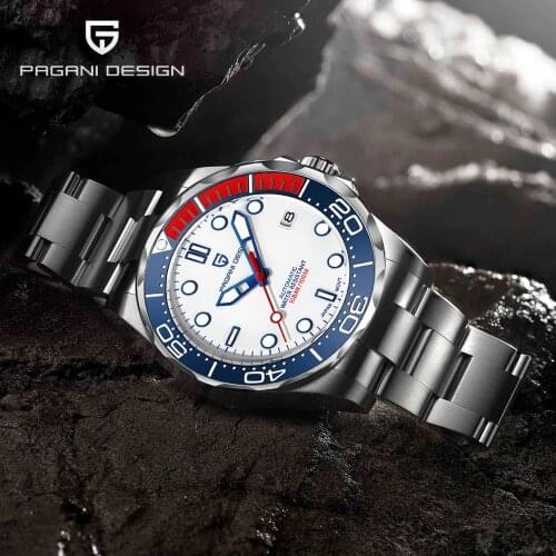 2021 PAGANI DESIGN Mens Mechanical Watch Men Automatic Luxury 100M Waterproof Sapphire Glass Leather Rubber WristWatches PD-1667