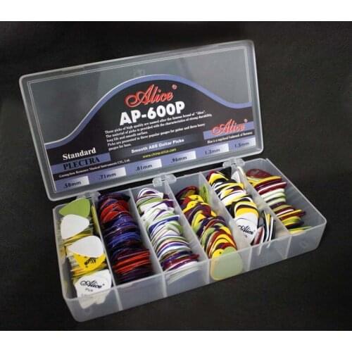 600pcs Alice AP-600P Smooth ABS Guitar Picks Standard Plectra With Case 0.58/0.71/0.81/0.96/1.2/1.5mm