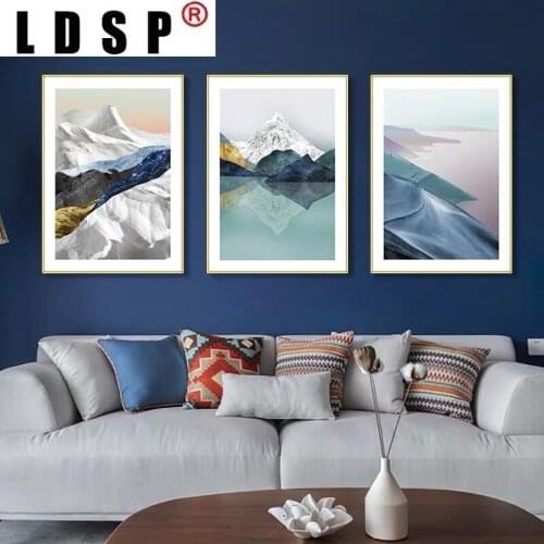 LDSP Abstract Modern Wall Art Picture Canvas Painting Mountain Lake Poster Landscape Picture Print Living Room Home Decor