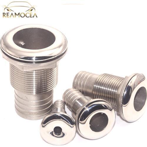 Reamocea 316 Stainless Steel Accessories Corrosion Resistance Boat Thru Hull Fitting Outlet Drain Joint For 1/2" 3/4" 1" Hose
