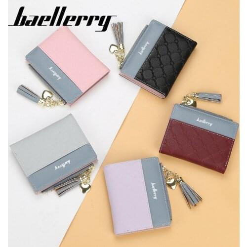 Baellerry 2021 Spring New Ladies Short Tassel Wallet Stitching Contrast Color Wallet Zipper Coin Purse Wallet Women Purse