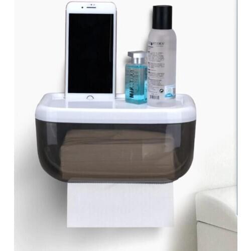 Toilet Paper Holder Waterproof Paper Holder Wall Mounted Tissue Holder Tissue Dispenser Multifunctional Storage Box