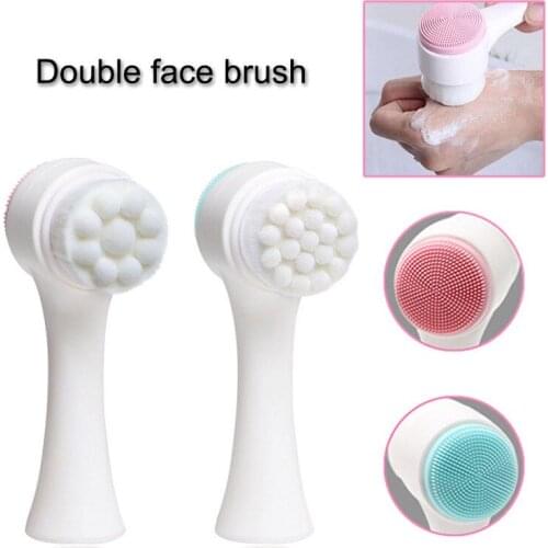 Double Side Silicone Facial Cleanser Brush Portable Size 3D Face Cleaning Vibration Massage Face Washing Product Skin Tool DFDF