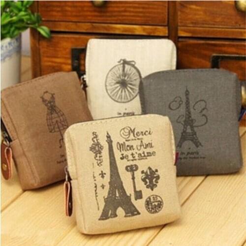 Unisex Canvas Purse Card Key Mini Purse Pouch Canvas Bag Small Zipper Coin Purse Card Holder Wallet Four Colors Available