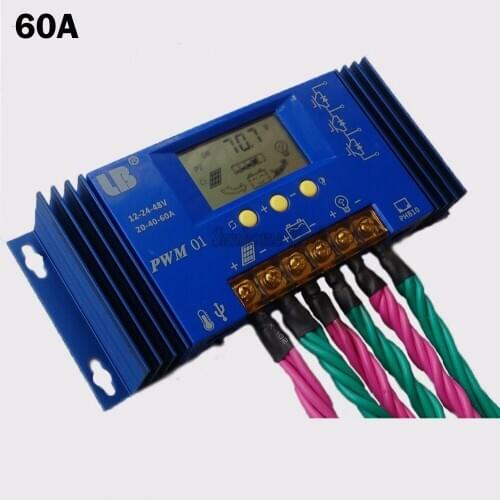 60A 24V Solar Controller 48V panel Battery Charge Controller Solar Home system indoor use LCD 60 Amps Solar Charge Controller