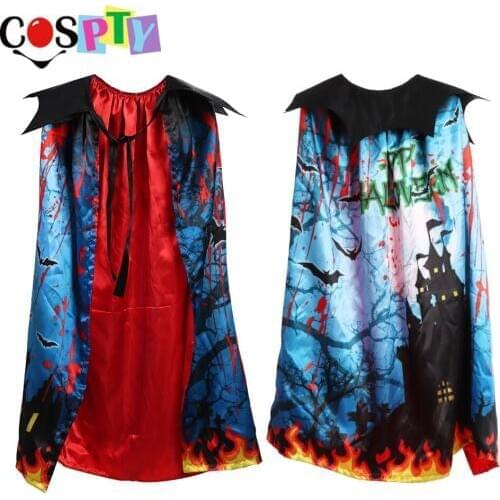Cospty Hallowmas Party Ghost Bat Kids Cosplay Costume Fabric Horror Halloween Cloak For Boy And Girl
