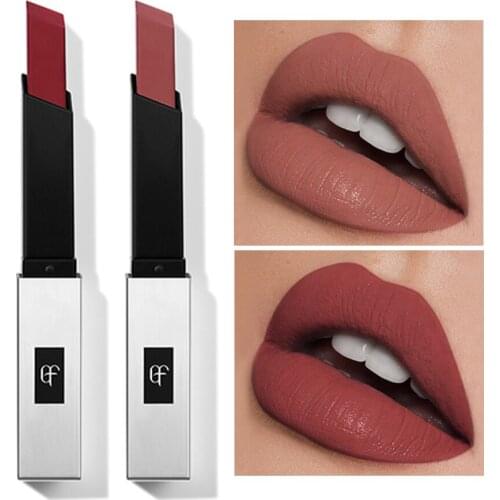 16 Color Velvet Matte Lipstick Luxury Small Silver Bar Thin Tube Waterproof Long Lasting Non-stick Lips Makeup Korean Lipstick