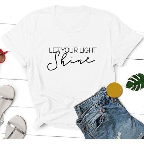 Christian Let Your Light Shine Tshirts Cross Faith Believe Short Sleeve Tshirt Black Cotton T-shirt Graphic Top Tees Unisex
