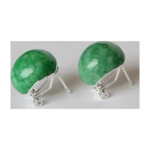 Hot sell new - simple style 925 Silver Natural Green jade Stud Earrings