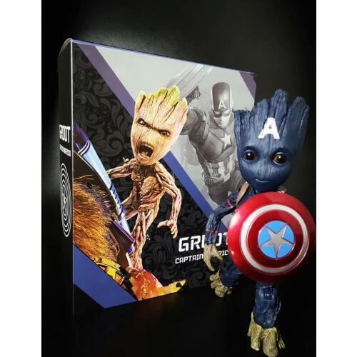 Marvel Guardians of The Galaxy Avengers Tree Man as Captain America BJD Action Figure Model Toys