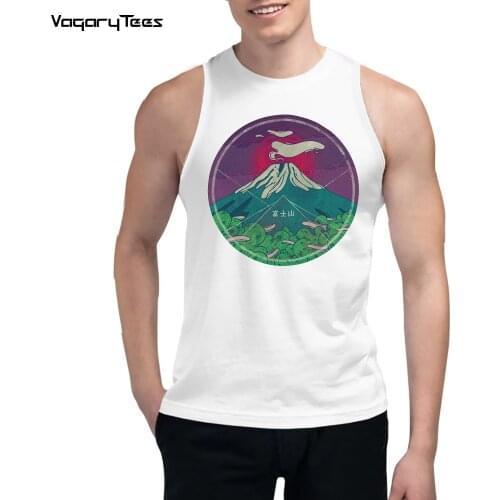 New Fashion Men Summer Tank tops Mount Fuji Graphic printed male Waistcoat casual Streetwear Vest