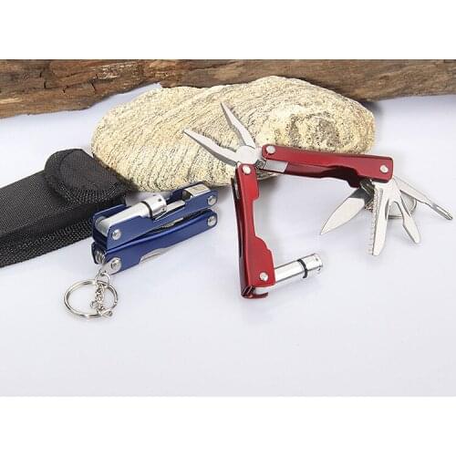 Multifunctional pliers stainless steel folding knife pliers portable mini outdoor travel tool pliers with light