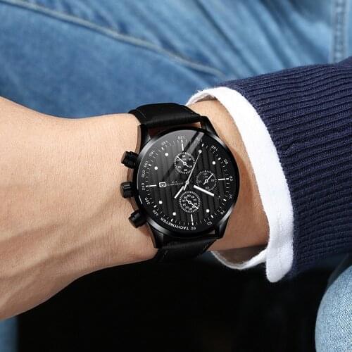 Fashion S^imple Black Blue Gold Luxury Hollow Leather Strap Mechanical Watch Wrist Clock Retro Minimalist Fashion Thin Watches