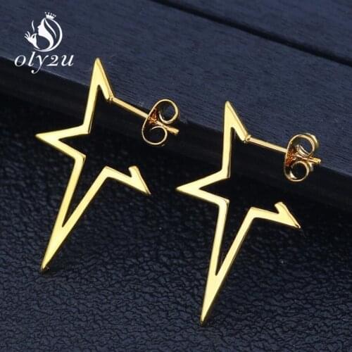 Oly2u Kpop Korean Fashion Big Star Earrings Stainless Steel Earrings For Girls Ear Studs Man Women jewelry and Accessories