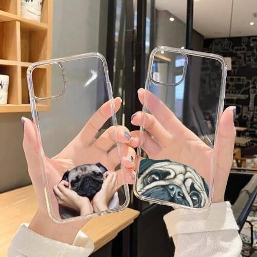Pug Dog cartoon French Bulldog Phone Case Transparent for iPhone 6 7 8 11 12 s mini pro X XS XR MAX Plus SE cover funda coque