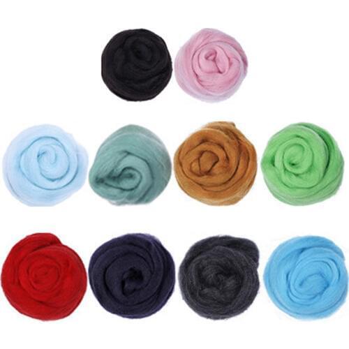 100g Red Color Soft Dyed Wool Tops Roving Wool Fibre for DIY Needle Felting Doll Needlework Spinning Sewing Material