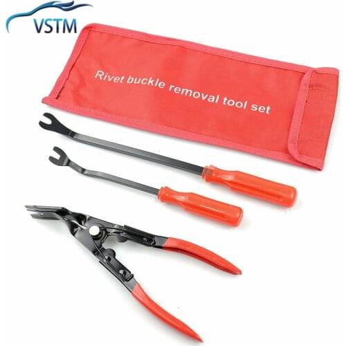 2021 Newest Auto Fastener Pliers Car Door Panel Remover Clip Trim Auto Puller Tool Retaining Clip Remover Pry Bar Tool Nylon Bag
