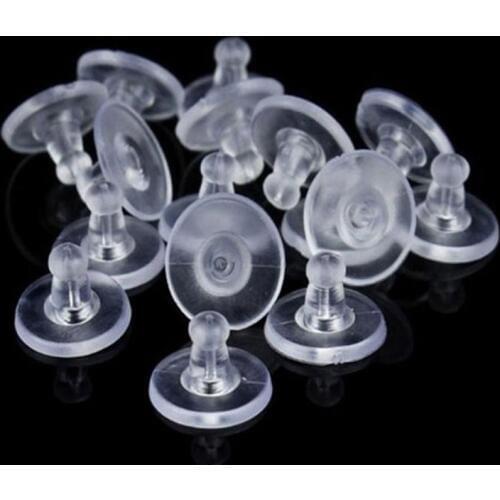 New Skid Resistance White Earring Finding DIY Rubber Back Silicone Round Ear Plugging Earnuts Handmade Finding