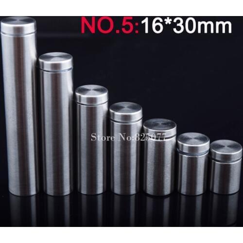 16*30mm Stainless steel fasteners advertisement glass standoff hollow screw glass cabinet display screw 500PCS wholesale KF837