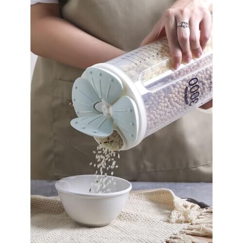 Creative Petal Storage Tank Transparent Plastic Compartment Sealed Can Food Can Kitchen Moisture-proof Grain Storage Tank