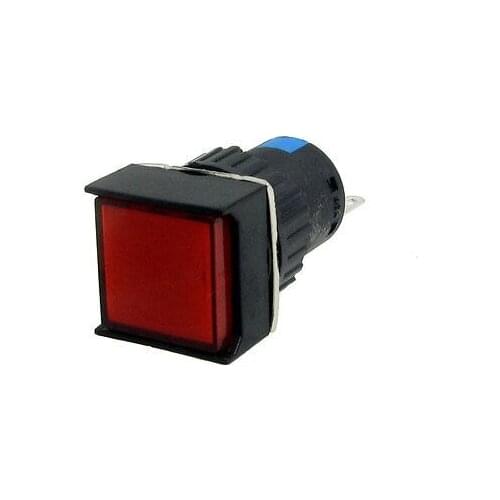 AC 220V 3A Self Locking 1NO 1NC 3 Pins Red Square Push Button Switch