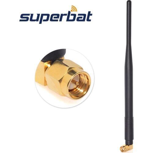 Superbat 433Mhz 2dbi GSM Polyurethane Antenna Aerial SMA Plug Right Angle Black Connector for Ham Radio