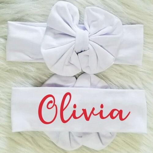 Personalized Newborn Baby Girl Bow Headbands Red/White Bow Infant Headband Custom Name Baby Shower Girls Gifts Headwraps