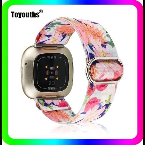 Toyouths Elastic Nylon Loop Watch Strap for Fitbit Versa 3 Band Adjustment Scrunchies Watch Strap Replacement for Fitbit Sense