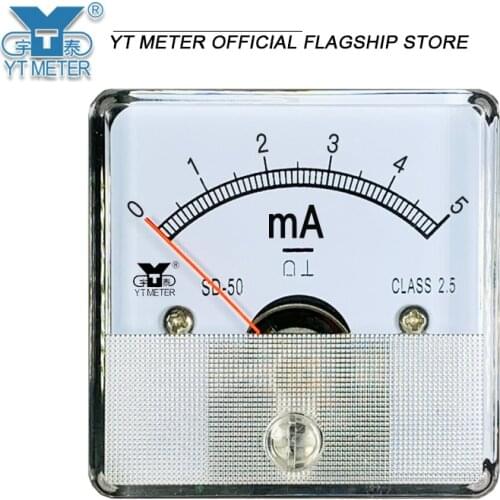Sd50-a DC milliammeter 1mA 2mA 3mA 5mA 10mA 20mA 30mA 50mA 100mA 200mA 300mA 500mA ammeter 45 * 45mm pointer instrument installa