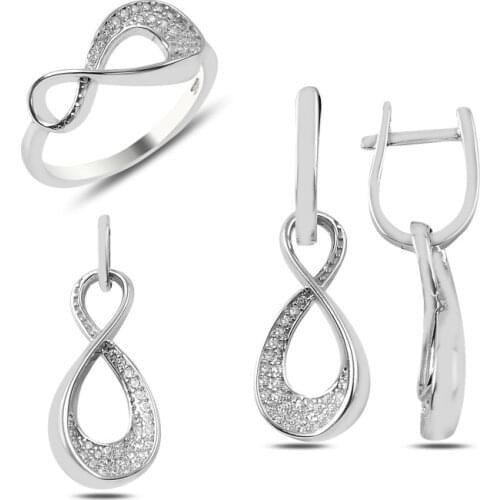 Silverlina Silver Zircon Cubic Zirconia Infinity Set