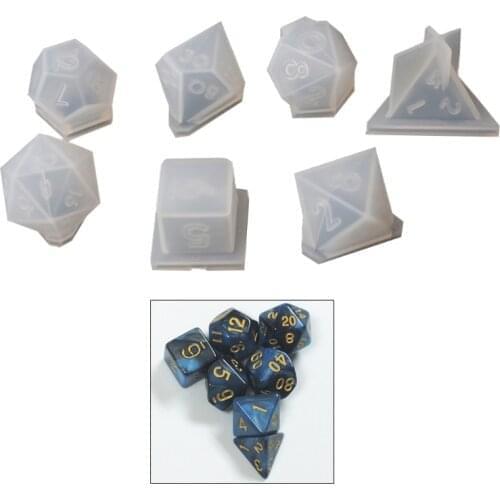 T8DE 7 Shapes Dice Fillet Square Triangle Dice Mold Dice Digital Game Silicone Mould
