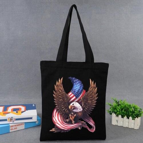 Eagle Flag print Tote Bag Eco Shopping Bag Daily Use Foldable Handbag Large Capacity Canvas Tote for Women Female Shopper Bag
