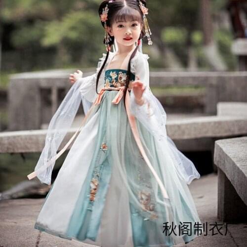 11 12 13 14 15 Years Old Ancient Hanfu Girls Oriental Chinese Costume Kids Traditional Dress Child Fairies Tang Performance Wear
