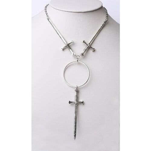 Three of Swords Necklace,Choker Necklace-Silver plated -Tarot -Goth -Avant Garde- Occult - Witchy- Edgy - Medieval Jewelry