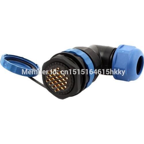 Waterproof Aviation Plug Socket SD28 28mm 24 Pin Panel Mount Connector Elbow IP68