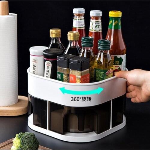 360° Rotating Spice Rack Double-layer Seasoning Holder Multifunction Spice Bottle Storage Tray Home Supplies For Kitchen Cabinet